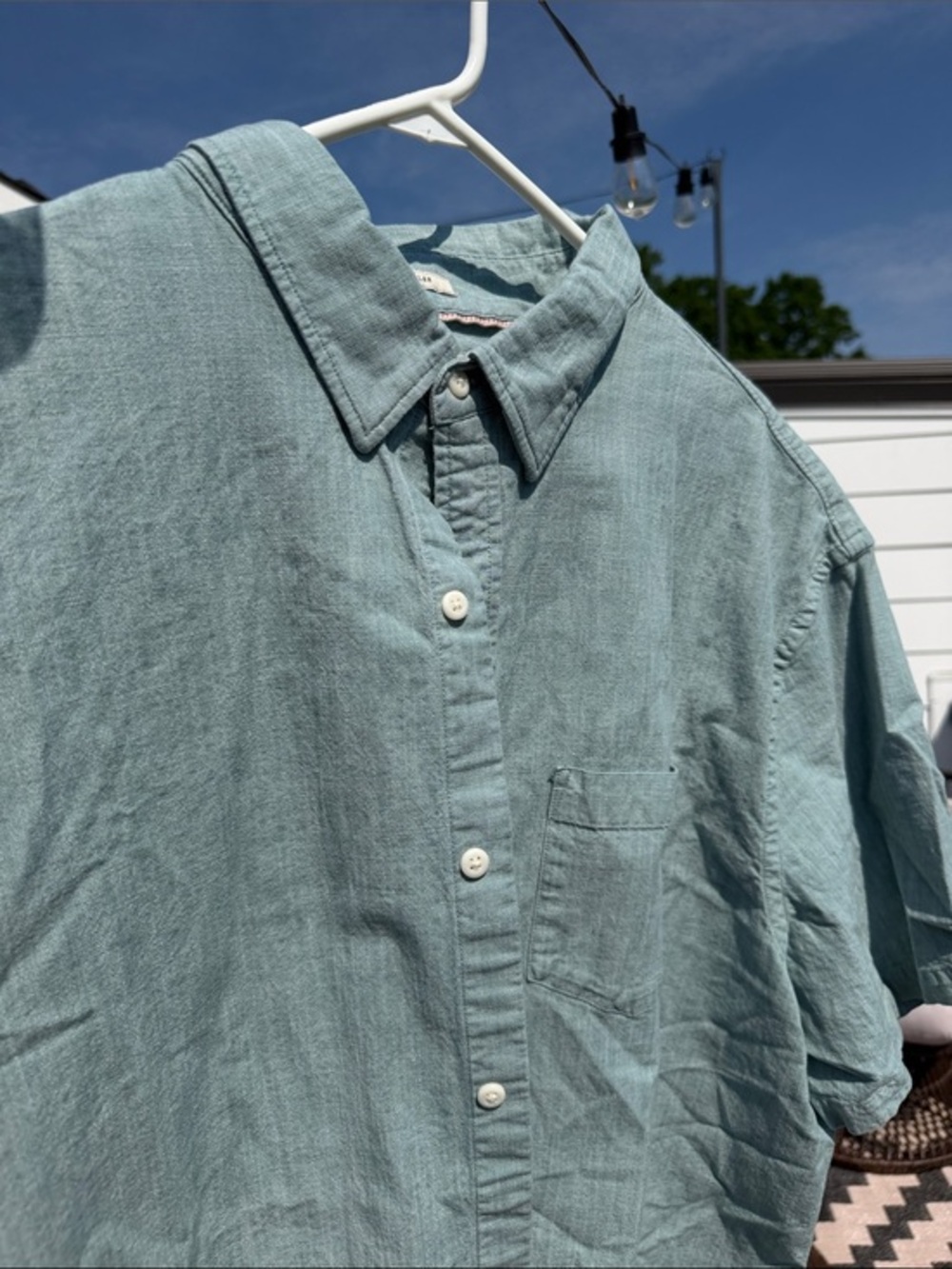 Men's Casual Blue Button-Down Shirt